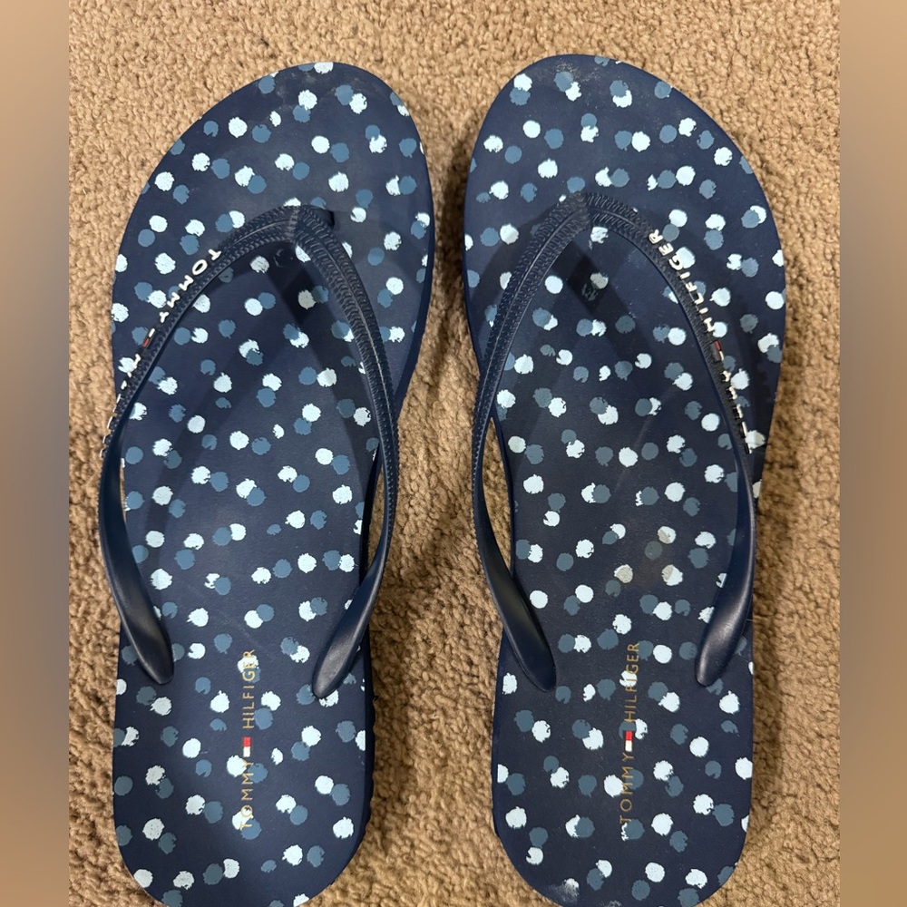 Tommy Hilfiger Navy and White Polka Dot Sandals
